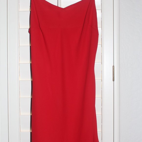 Paris Line Red Spaghetti Strap Sequin Embellished Dress with Scarf Size 12 - Picture 2 of 9